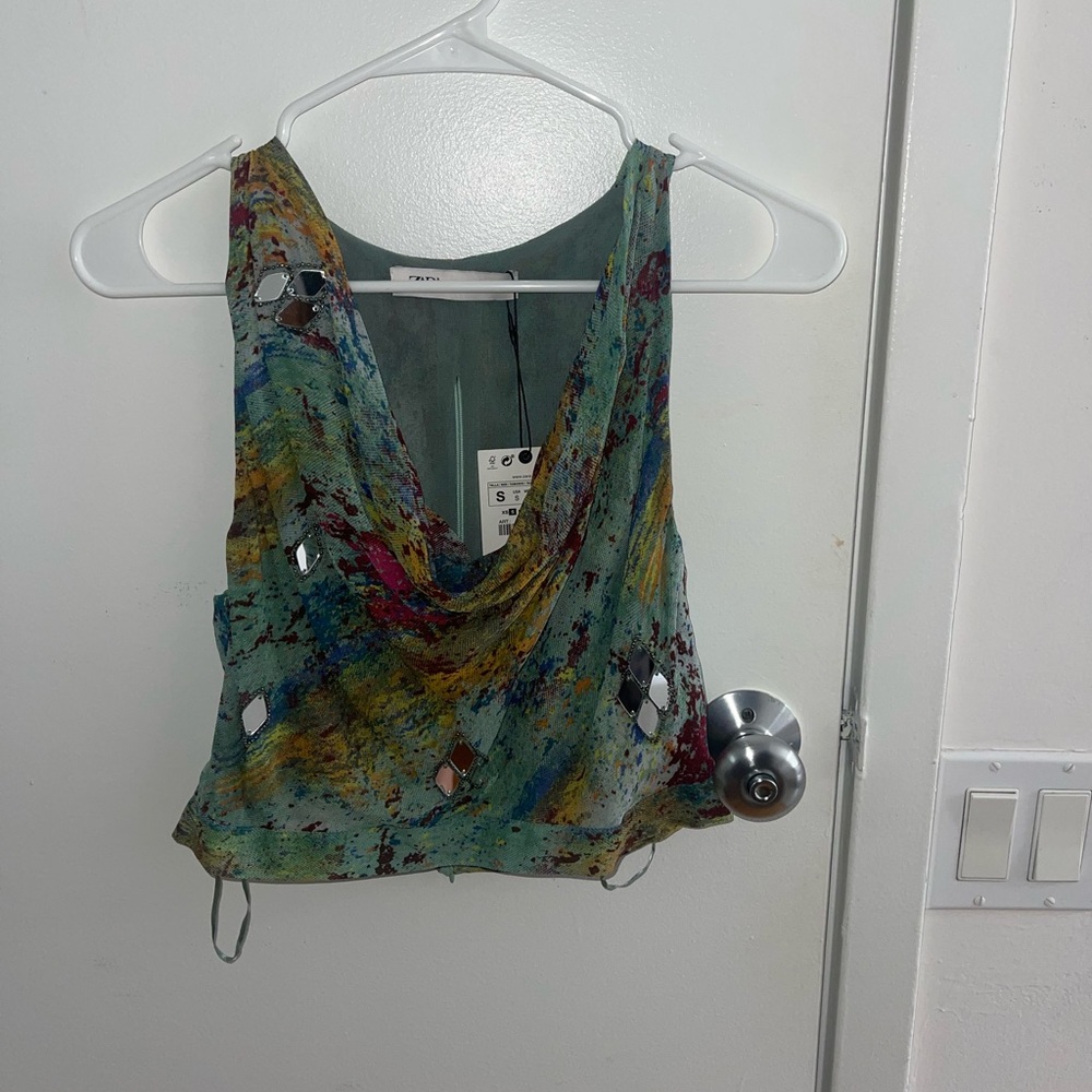 Zara Colorful Abstract Crop Top